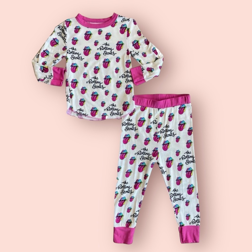 Rowdy sprout Rolling Stones Pajama Set - Iconic Tongue Logo size S/14